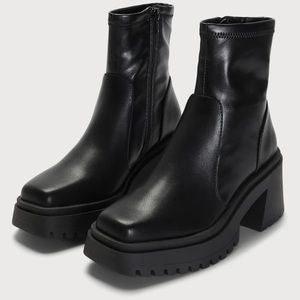 Lulus Tiaa black paris platform mid-calf boots BRAND NEW